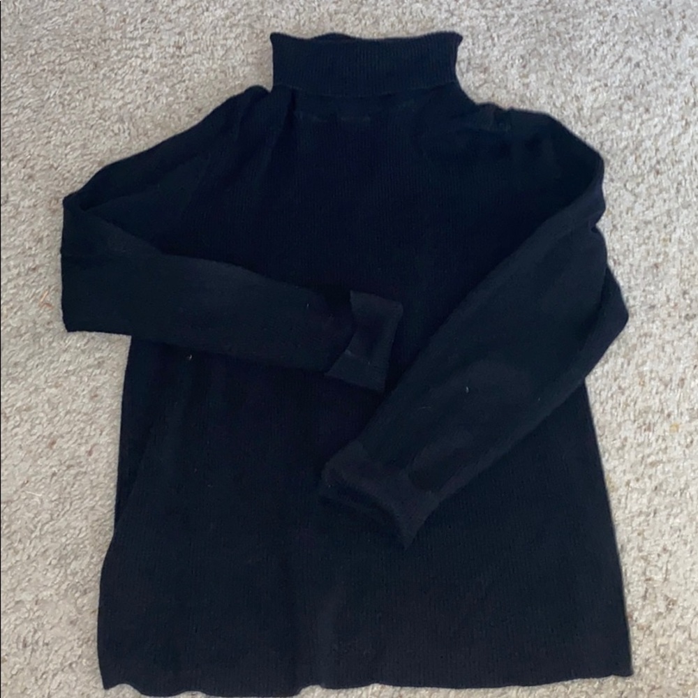 Turtle Neck Black Ribbed Sweater - Picture 3 of 3